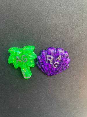 Summertime Xray Markers, With 2 or 3 Initials, Seashell, Palm Tree, Tropical, Summer, Beach, Glitter