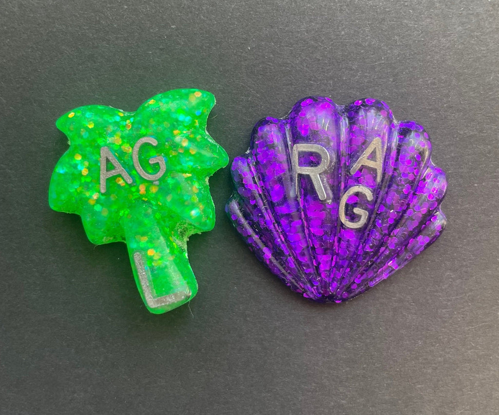 Summertime Xray Markers, With 2 or 3 Initials, Seashell, Palm Tree, Tropical, Summer, Beach, Glitter