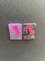 Pink Bone Xray Markers, With 2 or 3 Initials, Rectangle, Glitter