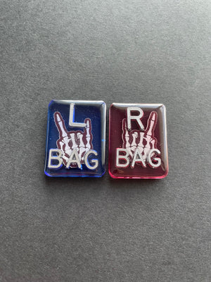 Rock On Skeleton Hands Xray Markers, With 2 or 3 Initials, Rectangle, Glitter, Black