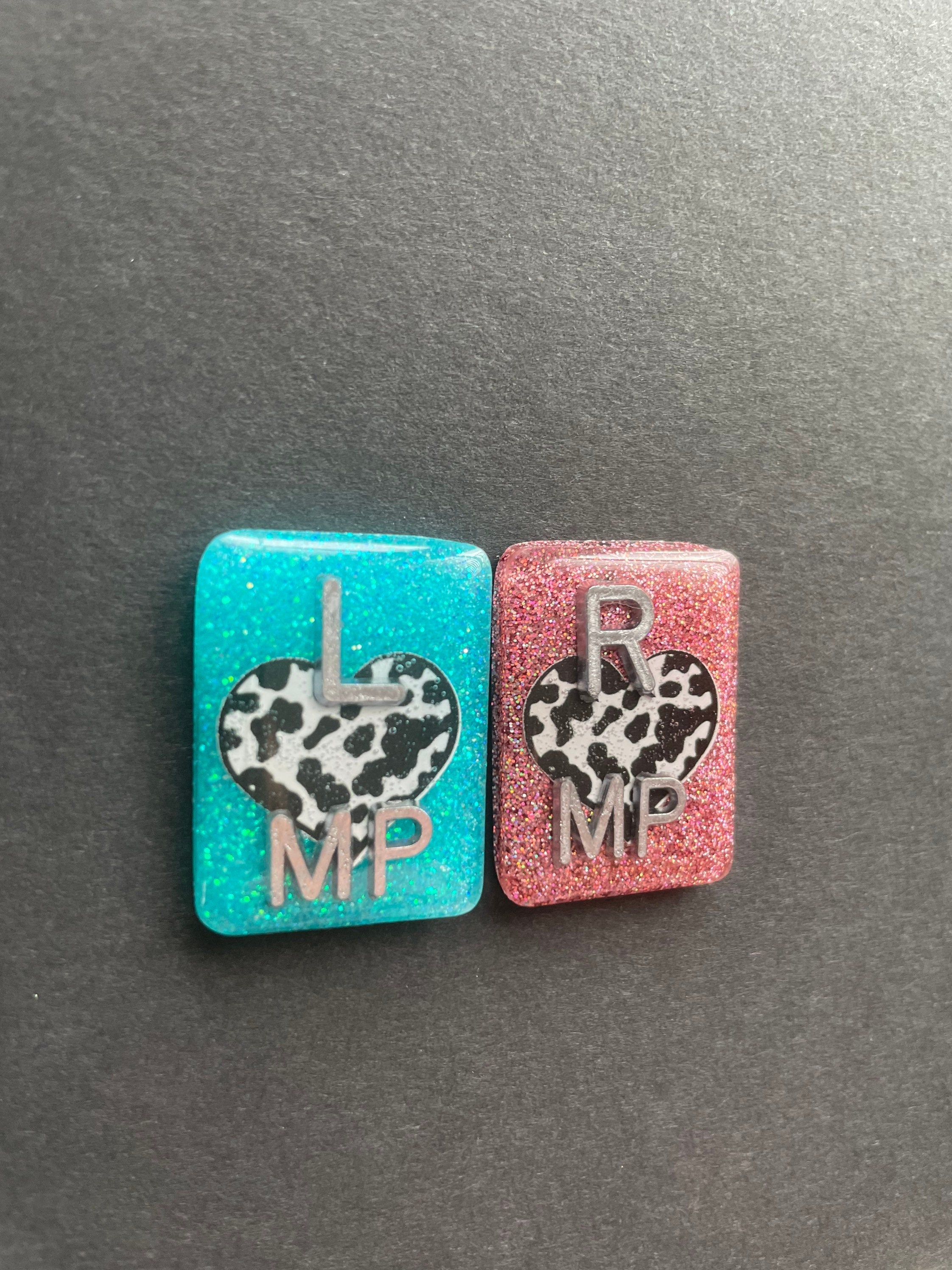 Cow Print Heart Xray Markers, With 2 or 3 Initials, Glitter, Rectangle, Cows, Farm