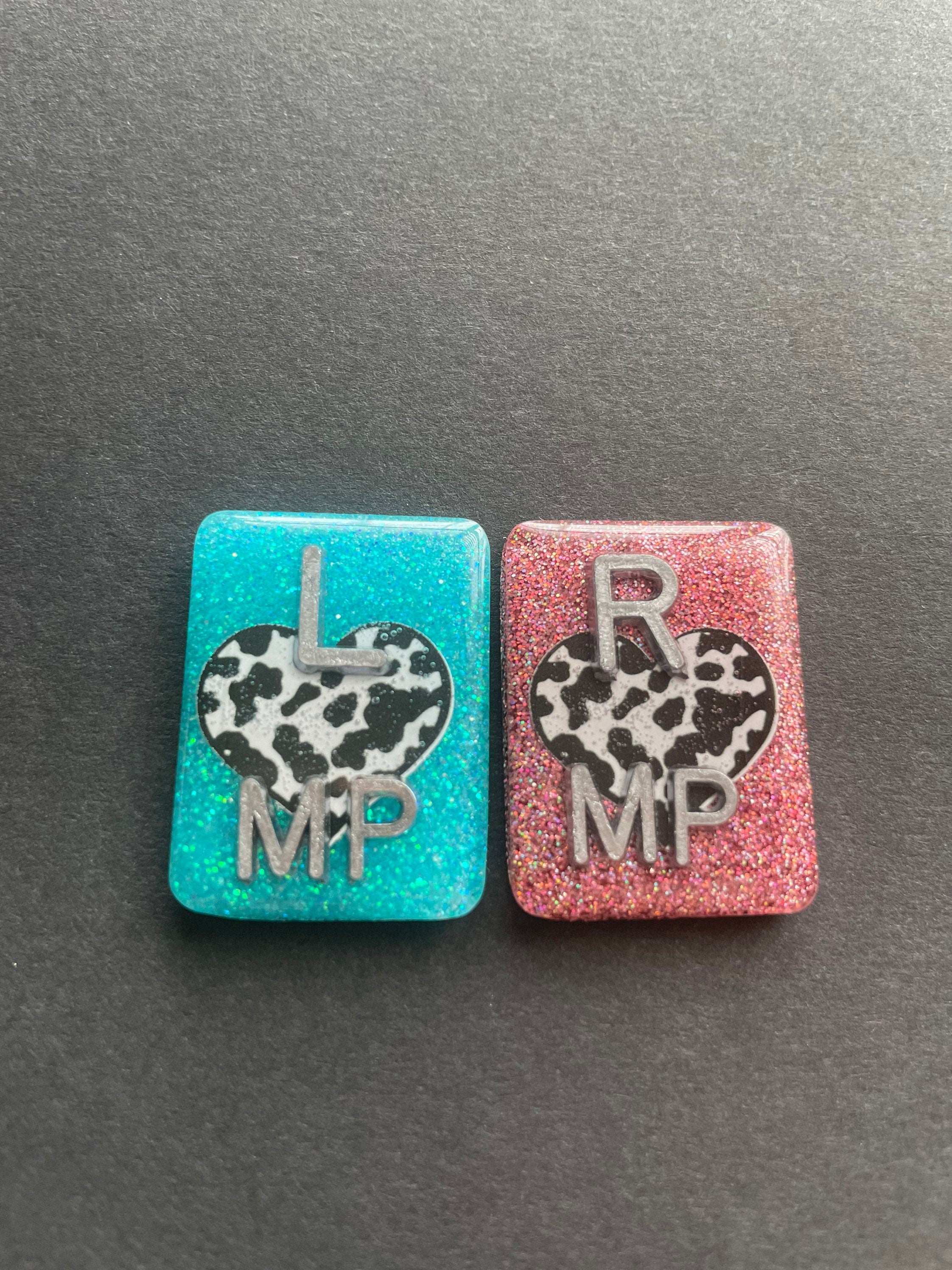 Cow Print Heart Xray Markers, With 2 or 3 Initials, Glitter, Rectangle, Cows, Farm