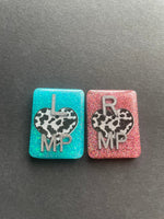 Cow Print Heart Xray Markers, With 2 or 3 Initials, Glitter, Rectangle, Cows, Farm