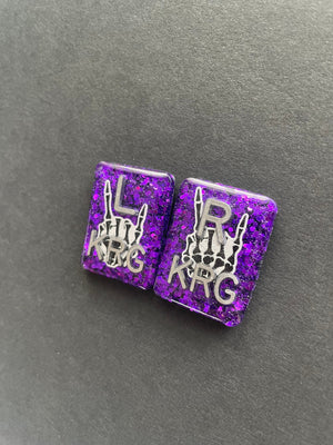 Rock On Skeleton Hands Xray Markers, With 2 or 3 Initials, Rectangle, Glitter, Purple