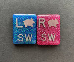 Pig Xray Markers, Rectangle, Glitter, With 2 or 3 Initials, Farm Animal