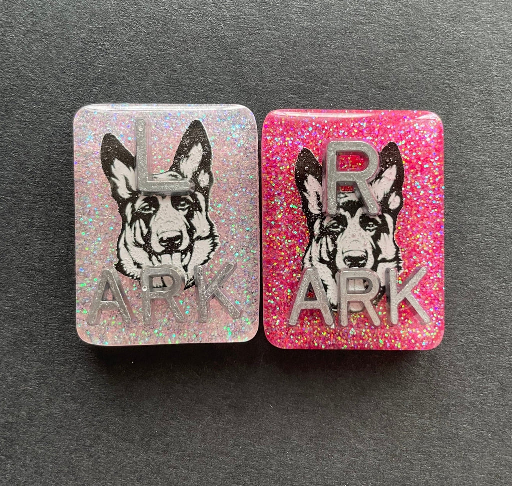 German Shepherd Xray Markers, With 2 or 3 Initials, Rectangle, Glitter, Dog