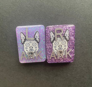 German Shepherd Sugar Skull Xray Markers, With 2 or 3 Initials, Rectangle, Glitter, Dog