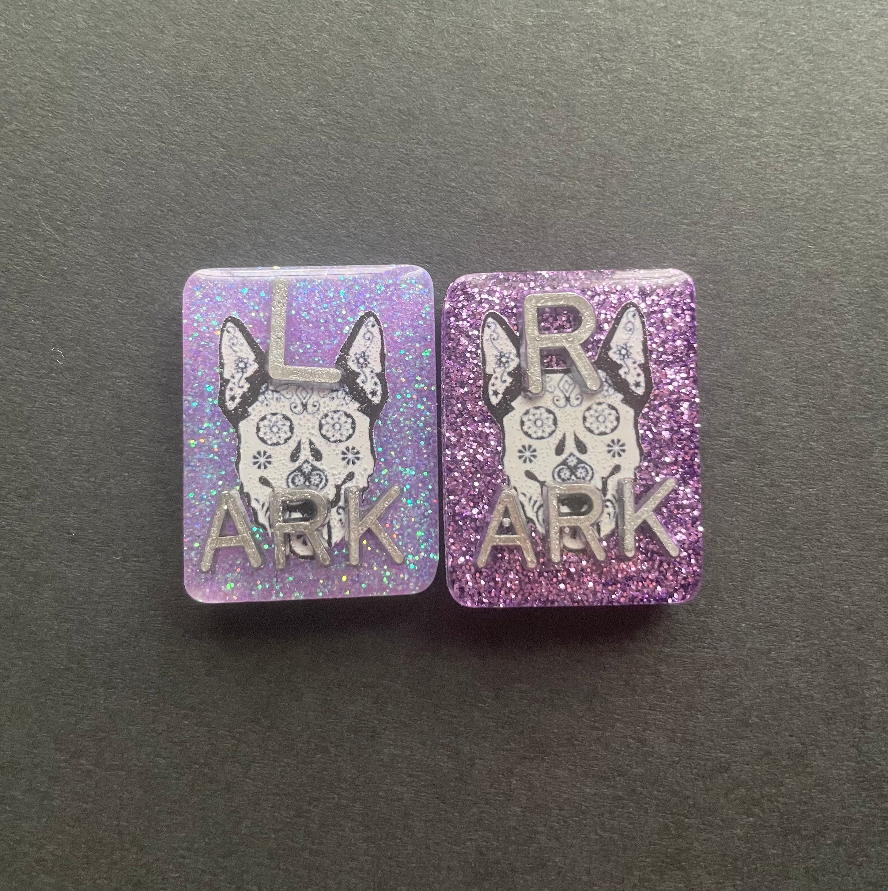 German Shepherd Sugar Skull Xray Markers, With 2 or 3 Initials, Rectangle, Glitter, Dog