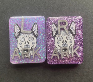 German Shepherd Sugar Skull Xray Markers, With 2 or 3 Initials, Rectangle, Glitter, Dog