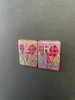 Valentine's Day Xray Markers, With Initials, Rectangle, Glitter, Hearts, Red, Cheetah, Plaid
