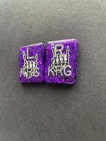 Rock On Skeleton Hands Xray Markers, With 2 or 3 Initials, Rectangle, Glitter, Purple