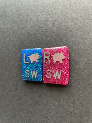 Pig Xray Markers, Rectangle, Glitter, With 2 or 3 Initials, Farm Animal