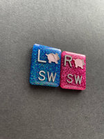 Pig Xray Markers, Rectangle, Glitter, With 2 or 3 Initials, Farm Animal