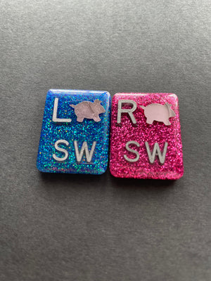 Pig Xray Markers, Rectangle, Glitter, With 2 or 3 Initials, Farm Animal