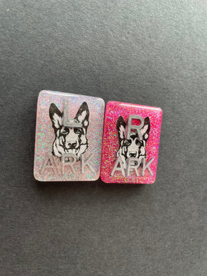 German Shepherd Xray Markers, With 2 or 3 Initials, Rectangle, Glitter, Dog