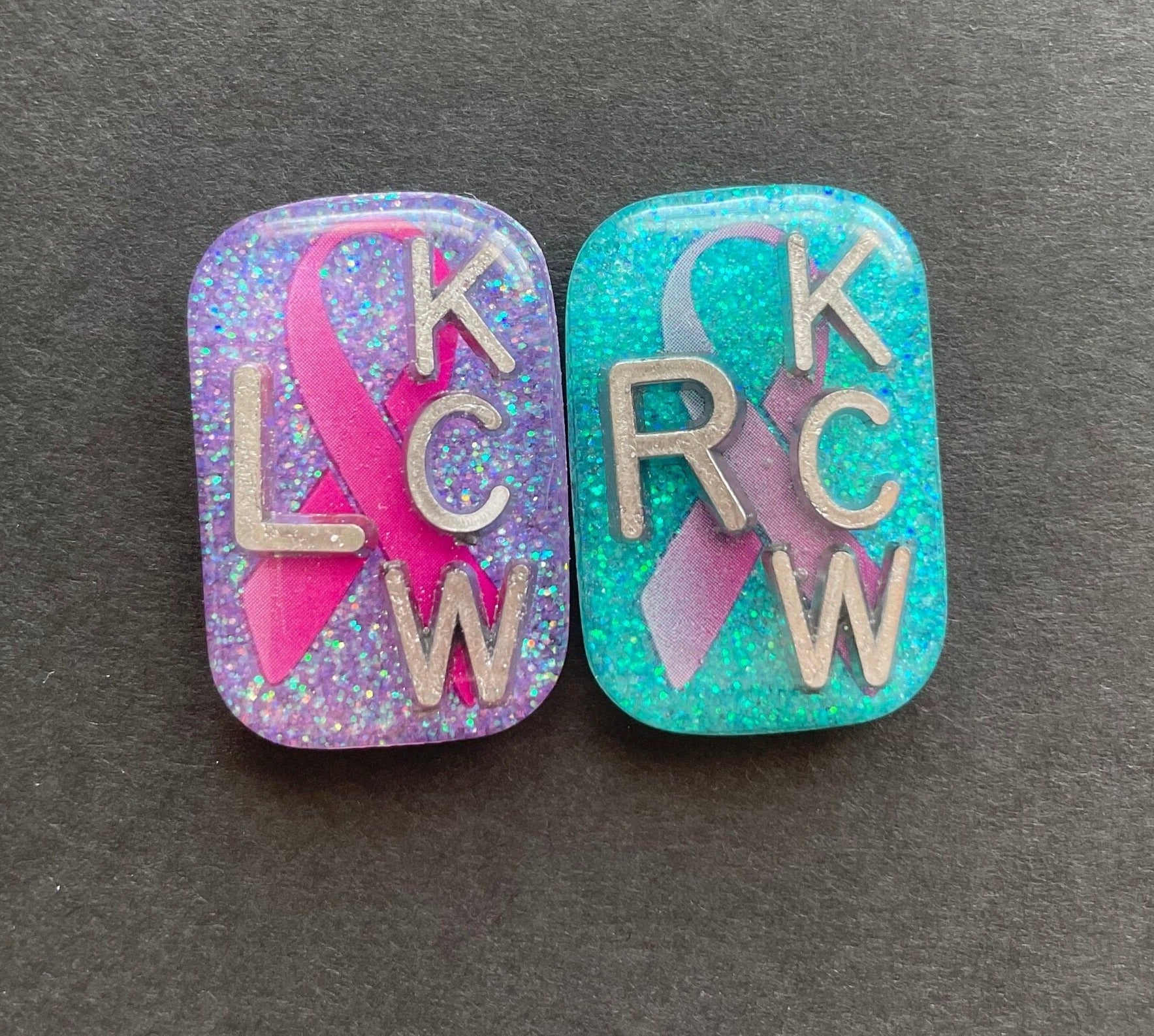 Breast Cancer Awareness Xray Markers, With 2 or 3 Initials, Small Rectangle, Pink Ribbon