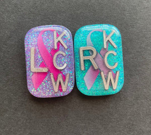 Breast Cancer Awareness Xray Markers, With 2 or 3 Initials, Small Rectangle, Pink Ribbon