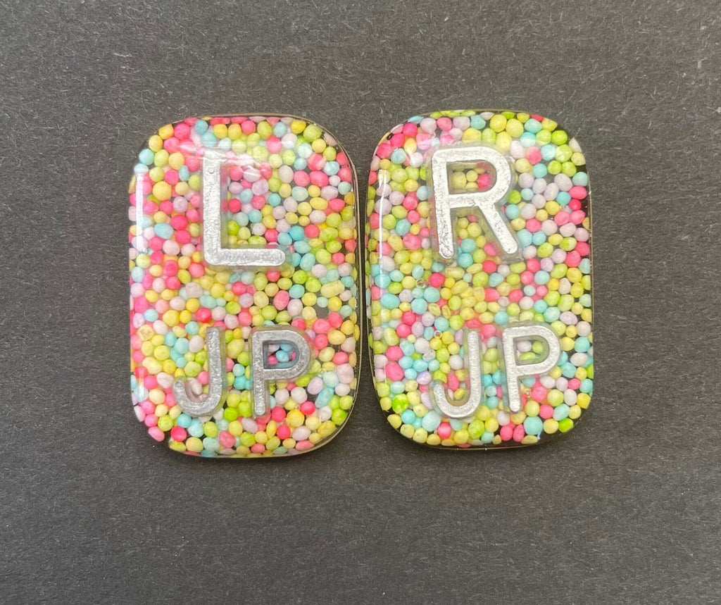 Pastel Sprinkle Xray Markers- Up to 3 Initials, Rectangle, Spring, Cute