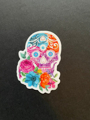 Sugar Skull Sticker, Floral, Waterproof, Decal, Tumbler Sticker, Laptop, Water Bottle