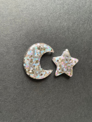 Star & Moon Xray Markers, With Initials, Pastel Holographic Stars