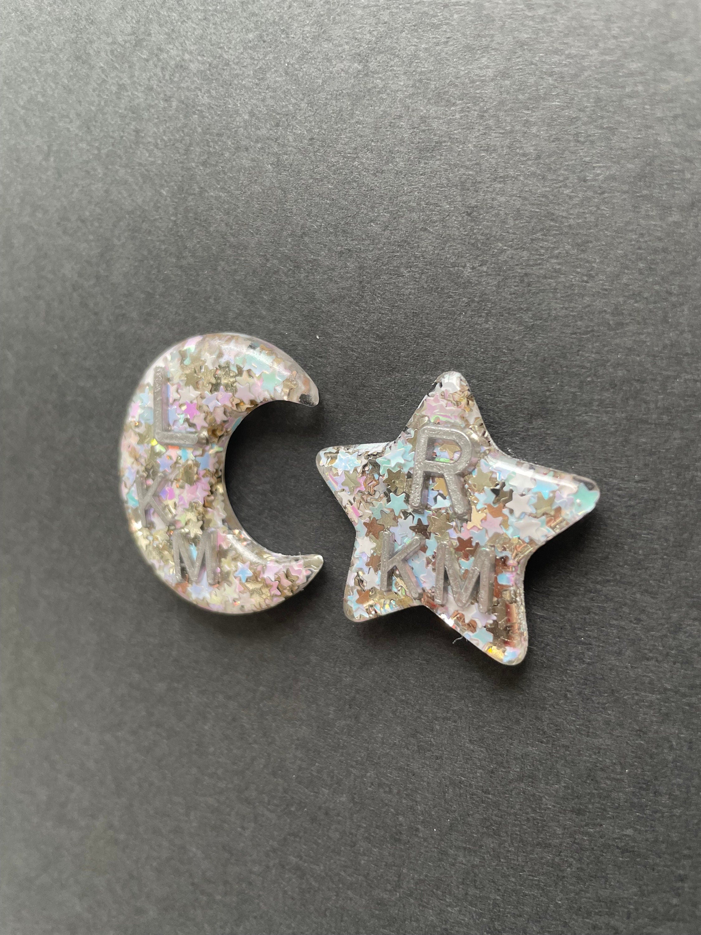 Star & Moon Xray Markers, With Initials, Pastel Holographic Stars