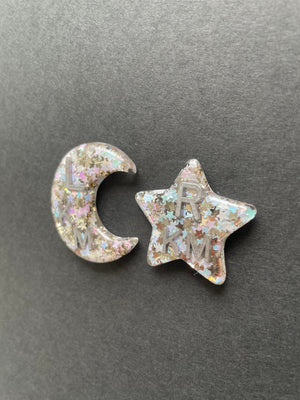 Star & Moon Xray Markers, With Initials, Pastel Holographic Stars