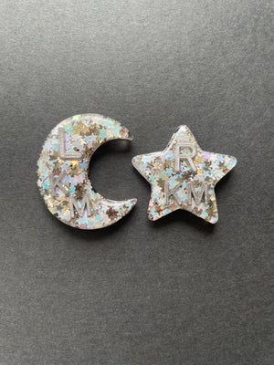 Star & Moon Xray Markers, With Initials, Pastel Holographic Stars