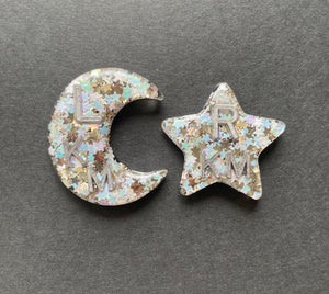 Star & Moon Xray Markers, With Initials, Pastel Holographic Stars