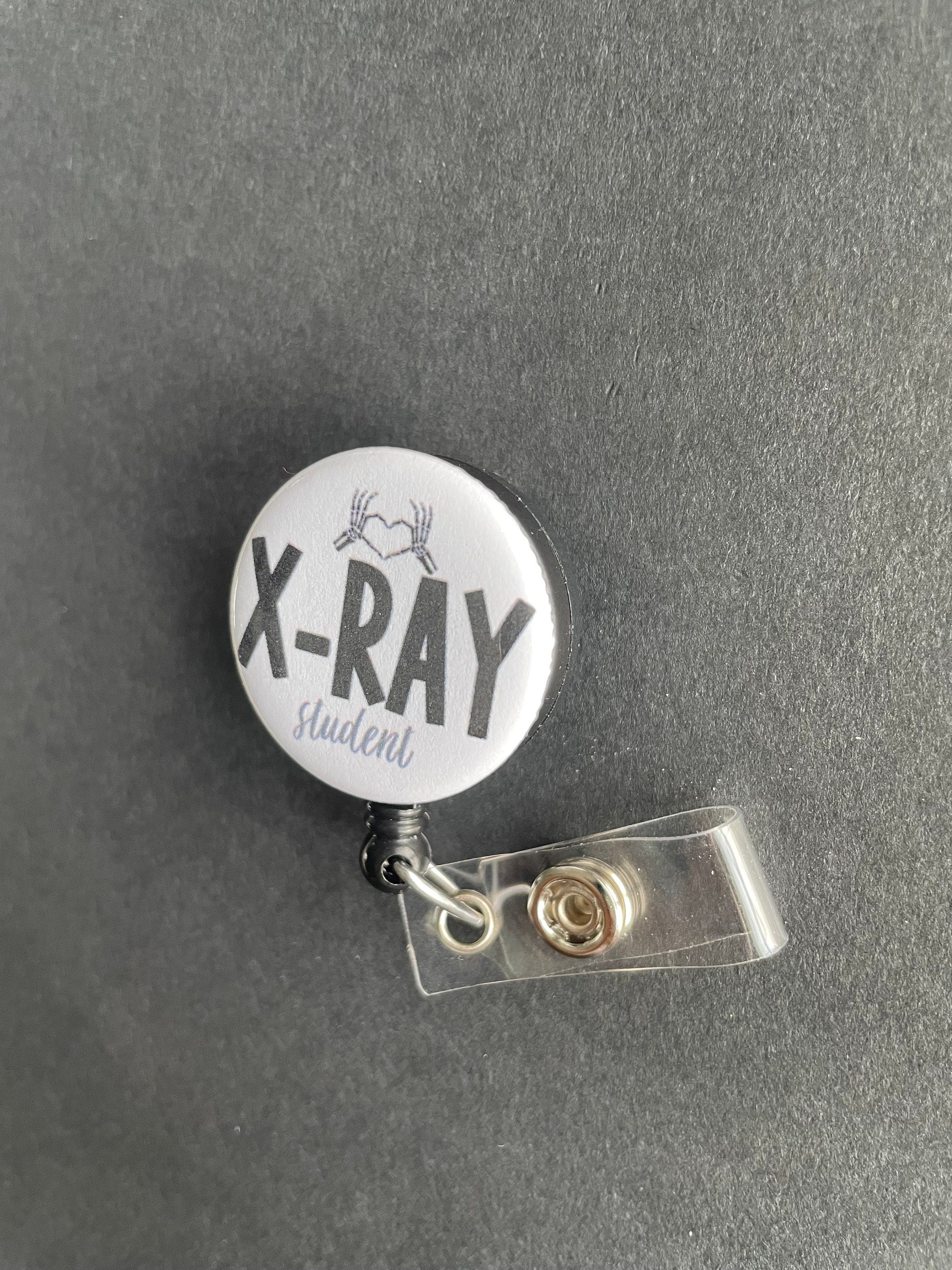 X-Ray Student Badge Holder, Retractable ID Badge Reel, Radiology, Rad Tech, Xray, Skeleton Heart Hands