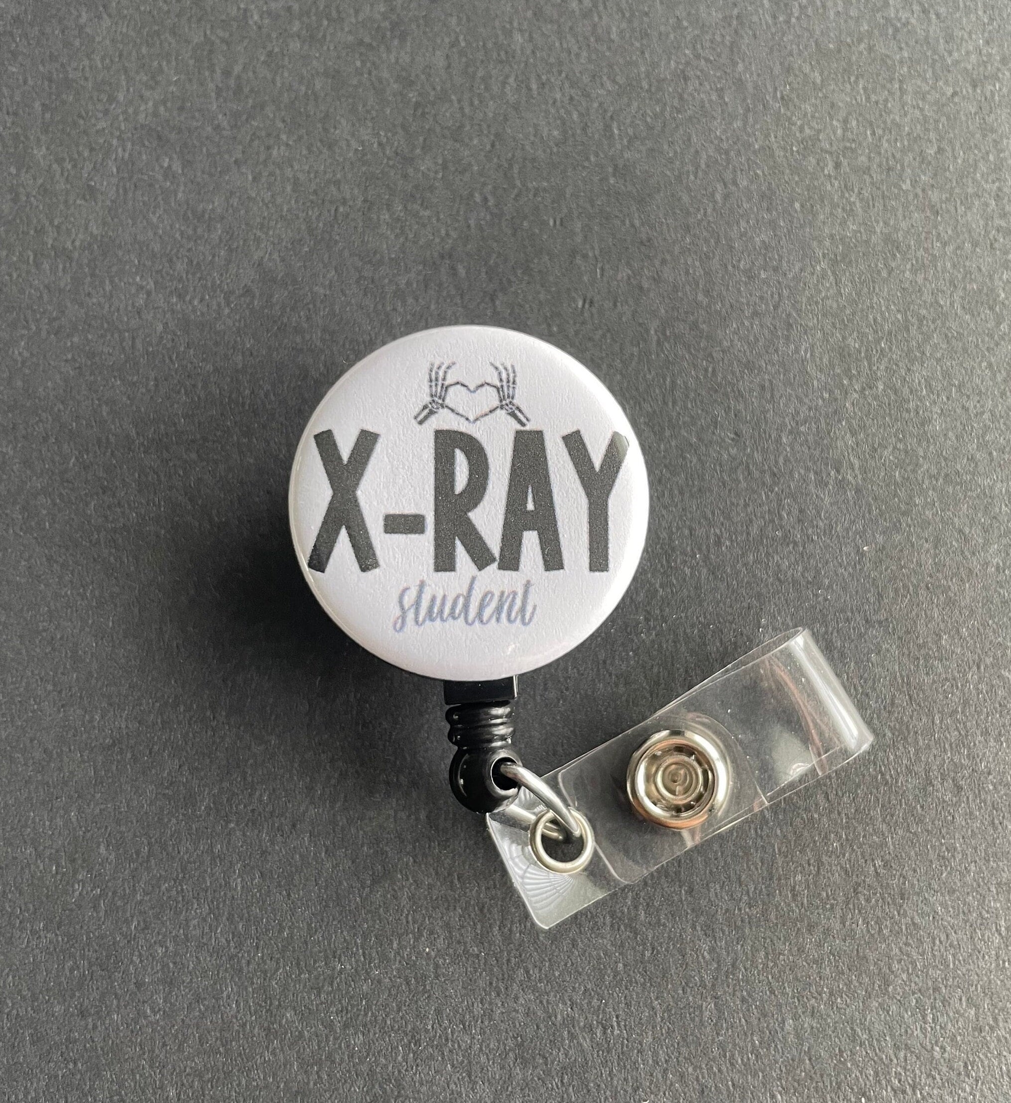 X-Ray Student Badge Holder, Retractable ID Badge Reel, Radiology, Rad Tech, Xray, Skeleton Heart Hands