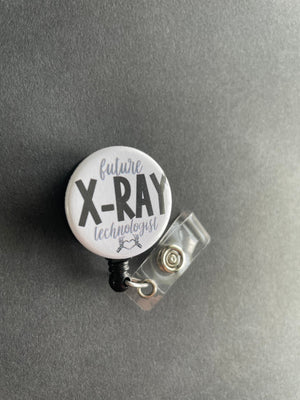 Future X-Ray Technologist Badge Holder, Retractable ID Badge Reel, Radiology, Rad Tech, Xray, Skeleton Heart Hands, Student