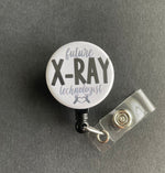 Future X-Ray Technologist Badge Holder, Retractable ID Badge Reel, Radiology, Rad Tech, Xray, Skeleton Heart Hands, Student