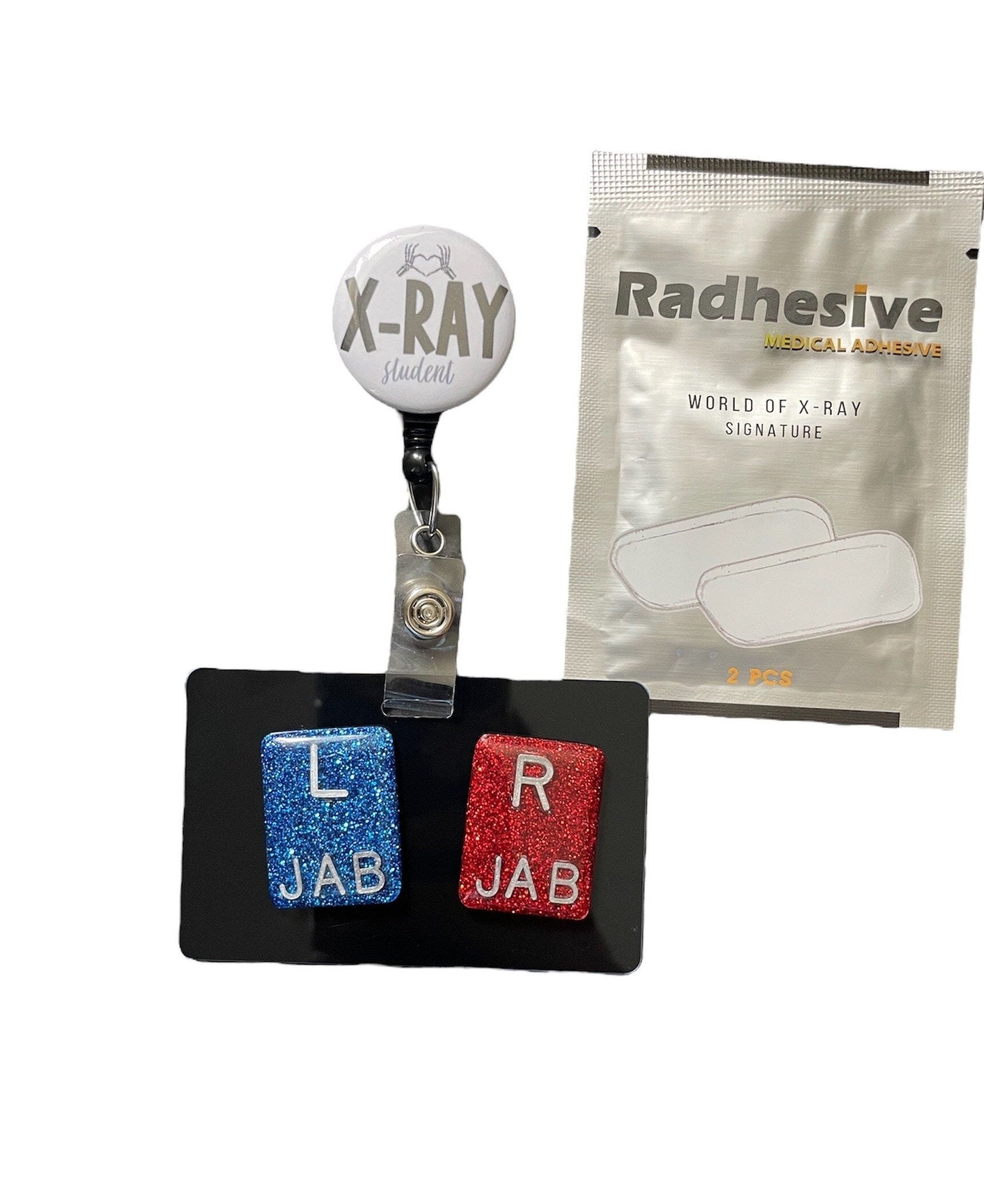 Student Xray Tech Bundle, Xray Markers, Large Rectangle, Badge Reel, Marker Holder, Radhesive, Radiology, Clinical