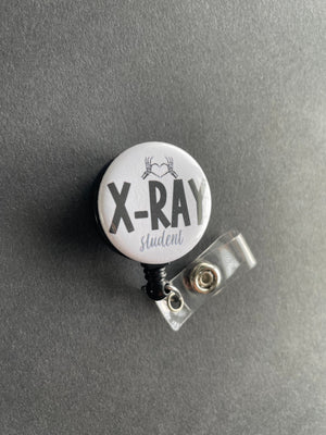 X-Ray Student Badge Holder, Retractable ID Badge Reel, Radiology, Rad Tech, Xray, Skeleton Heart Hands