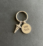 MRI Tech Keychain, Radiology, Graduation, Skeleton, Caduceus, Gift, Rad Tech, Imaging