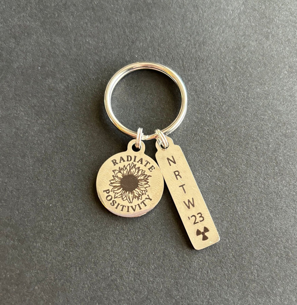 NRTW 2023 Keychain, Radiate Positivity, National Rad Tech Week, Radiology Keychain, Rad Tech, Sunflower, Xray Tech, Radiation Symbol, Gift