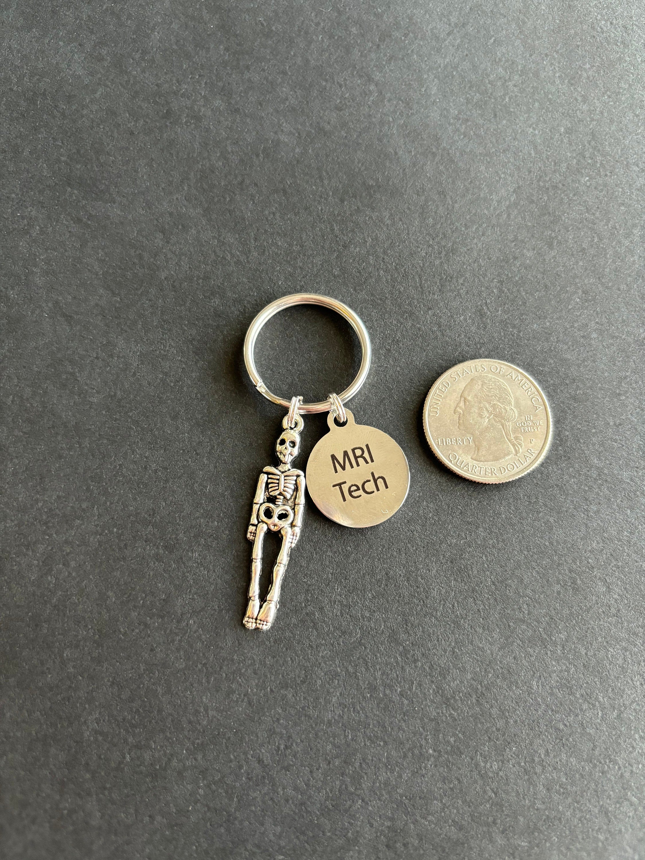 MRI Tech Keychain, Radiology, Graduation, Skeleton, Caduceus, Gift, Ra ...