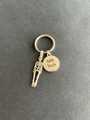 MRI Tech Keychain, Radiology, Graduation, Skeleton, Caduceus, Gift, Rad Tech