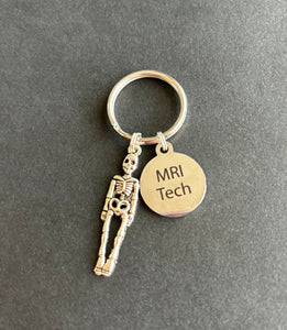 MRI Tech Keychain, Radiology, Graduation, Skeleton, Caduceus, Gift, Rad Tech, Imaging