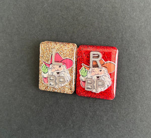Western Santa Xray Markers, Howdy, Cowboy Hat, With 2 or 3 Initials, Holiday, Rectangle, Glitter, Country