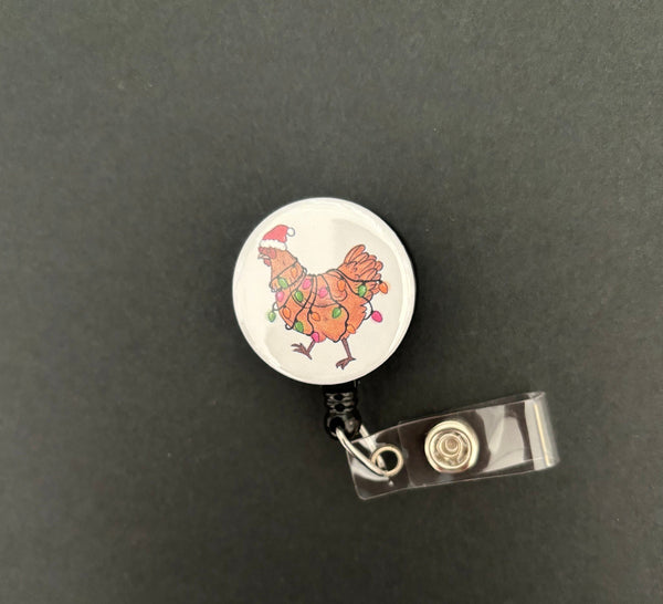 Festive Chicken Badge Reel, Retractable ID Badge Holder, Cute, Lights, –  Alisha Goes Crafty