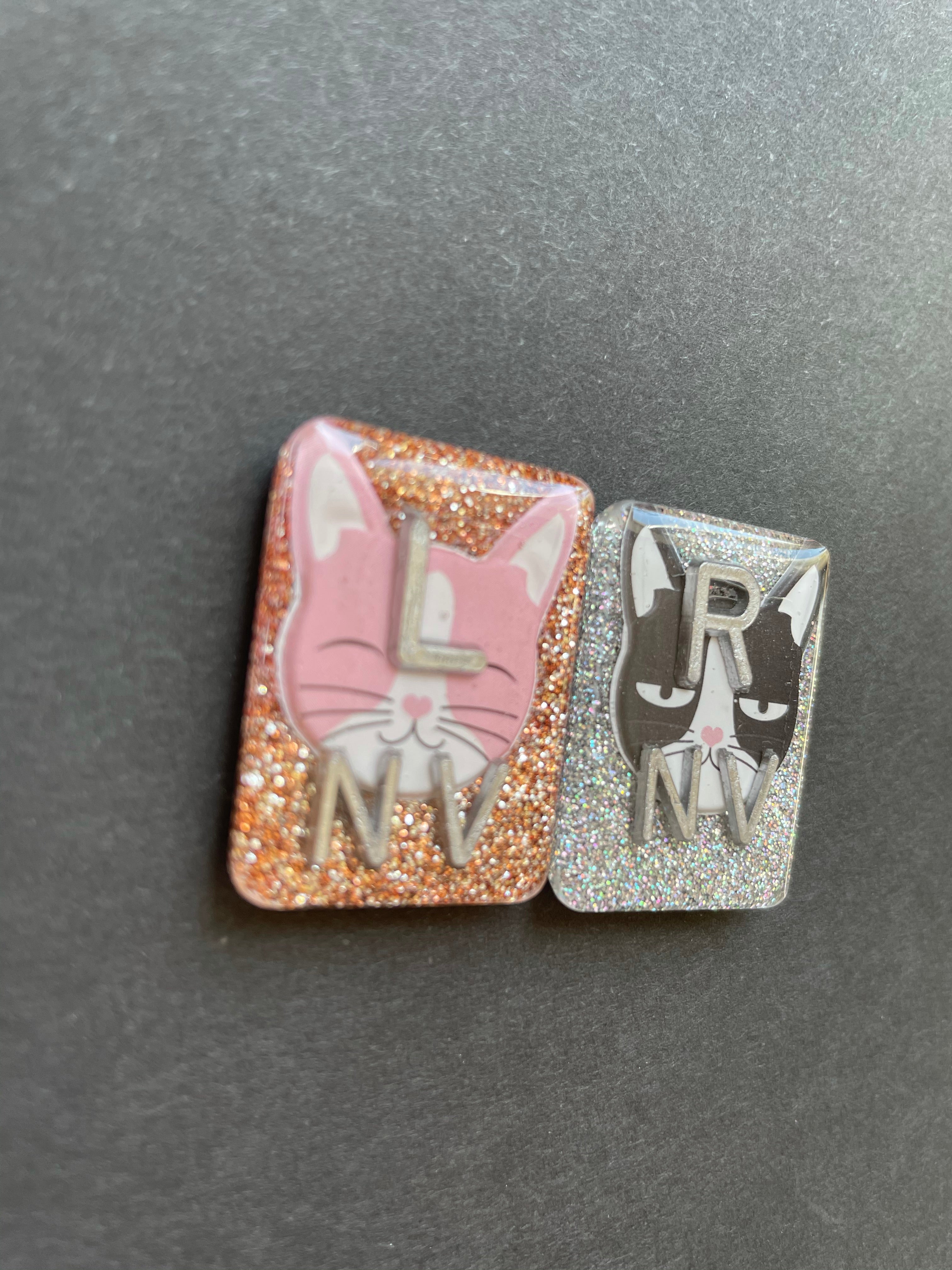 Sassy Cat Xray Markers, Rectangle, Glitter, Cat X-ray Markers, With 2 or 3 Initials