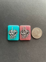 Cow Print Heart Xray Markers, With 2 or 3 Initials, Glitter, Rectangle, Cows, Farm