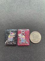 Mice Xray Markers, With 2 or 3 Initials, Rectangle, Glitter, Mouse