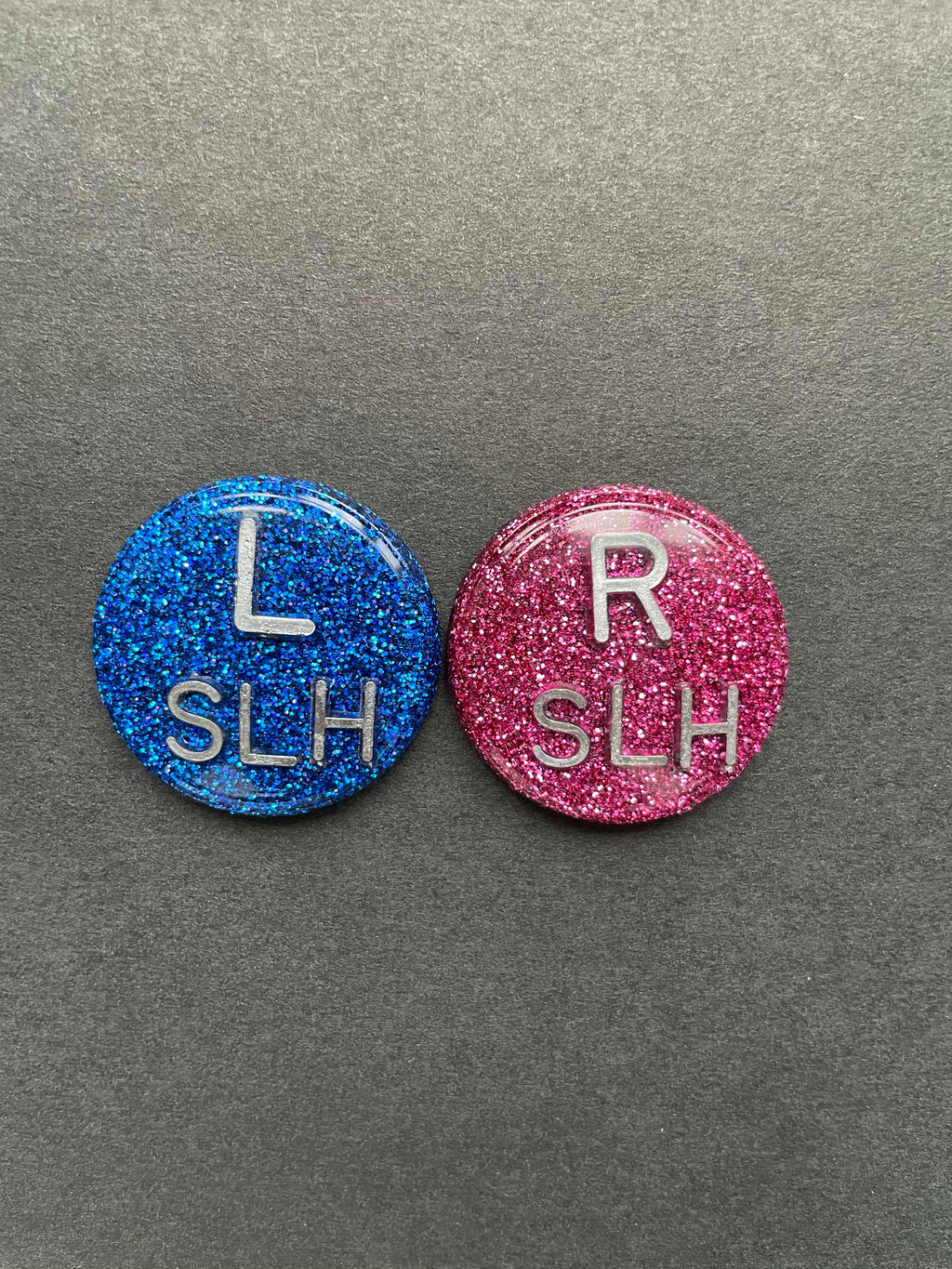 Round Circle Xray Markers, With 2 or 3 Initials, Glitter