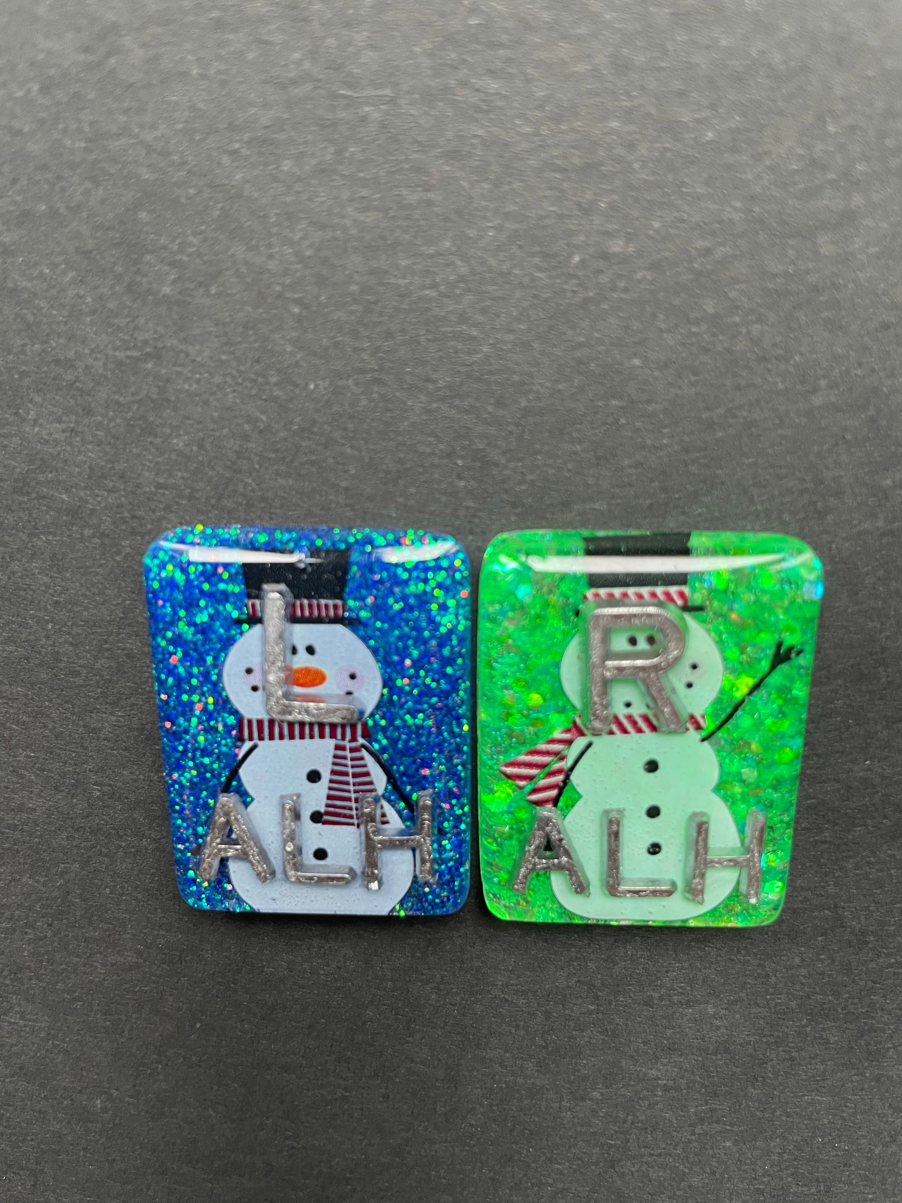 Snowman Xray Markers, With 2 or 3 Initials, Rectangle, Glitter, Winter Xray Markers, Christmas Xray Markers