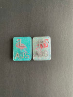 Flamingo Xray Markers, With 2 or 3 Initials, Glitter, Rectangle