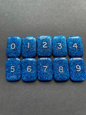 Set of 0-9 Xray Markers, Numbers, Small Rectangle, Glitter