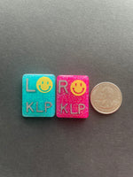 Smiley Face Xray Markers, With 2 or 3 Initials, Rectangle, Glitter