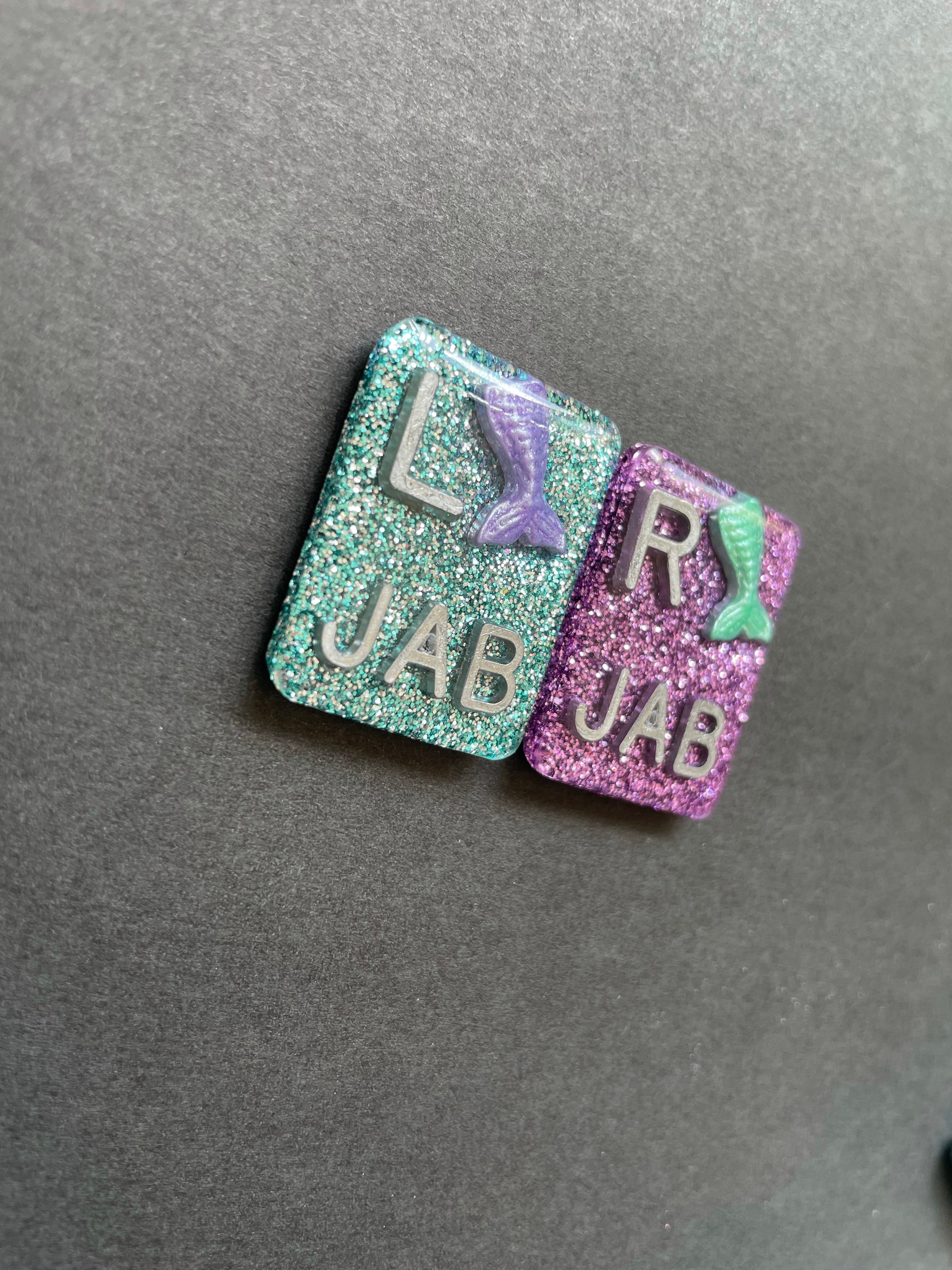 Mermaid Xray Markers, With 2 or 3 Initials, Rectangle, Glitter